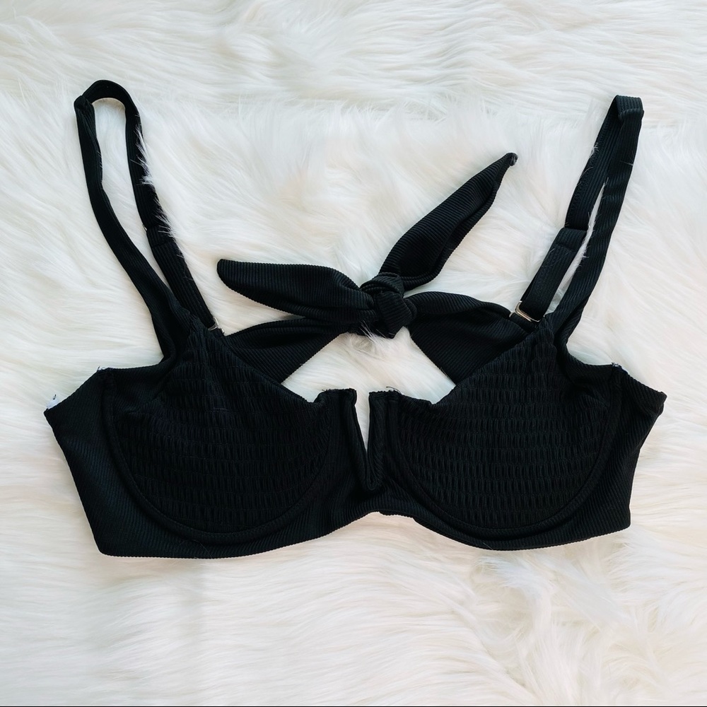 Zaful Black Rouched Bikini Top